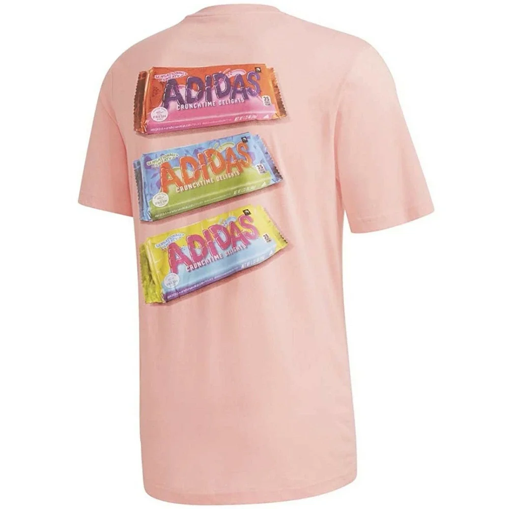 ADIDAS Snack Time Photo T-Shirt Mens Small Glory Pink GE4665 Graphic Tee